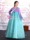 Trang Phục Hanbok Hàn Quốc Voan Áo Tím Váy Xanh Lục