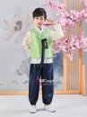 Hanbok Bé Trai Áo Xanh Mạ Quần Xanh