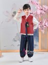 Hanbok Bé Trai Áo Đỏ Đô Quần Xanh