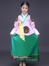 Hanbok Trẻ Em Áo Hồng Váy Xanh Lục