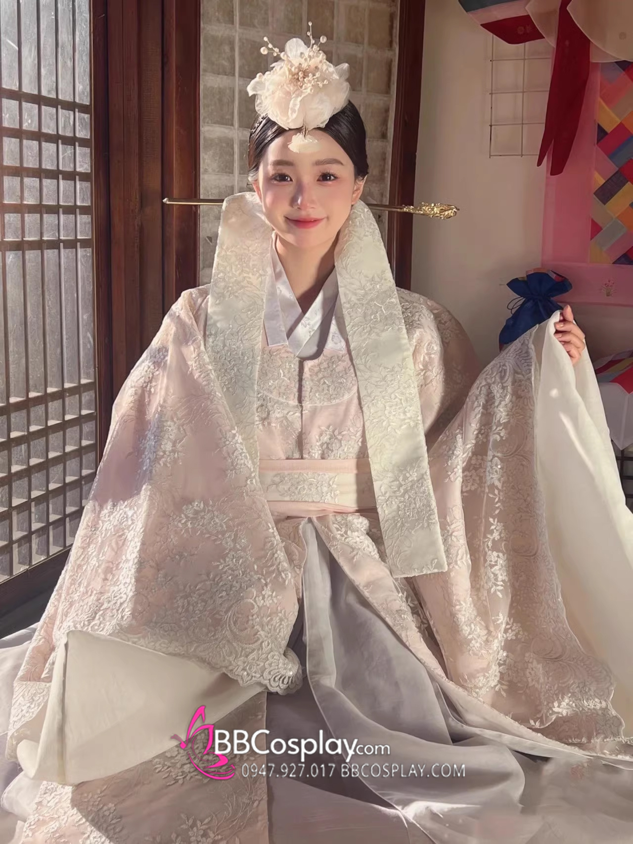 Hanbok Cưới Gấm Cao Cấp Có Khoác Lễ Tết