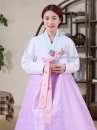Thuê Đồ Hanbok Giá Rẻ Áo Trắng Váy Tím
