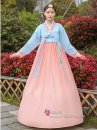Trang Phục Hanbok Hàn Áo Xanh Váy Carot Viền Carot Thêu Hoa