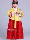 Hanbok Bé Gái Chuẩn Hàn Quốc Áo Vàng Váy Đỏ