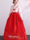 Hanbok Lễ Tết Hàn Voan Thêu Váy Hai Tầng