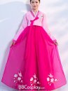 Quần Áo Hanbok Chuẩn Hàn Voan Thêu Hồng Nữ Tính