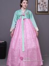 Bộ Hanbok Hàn Truyền Thống Áo Xanh Váy Hồng Mẫu Mới