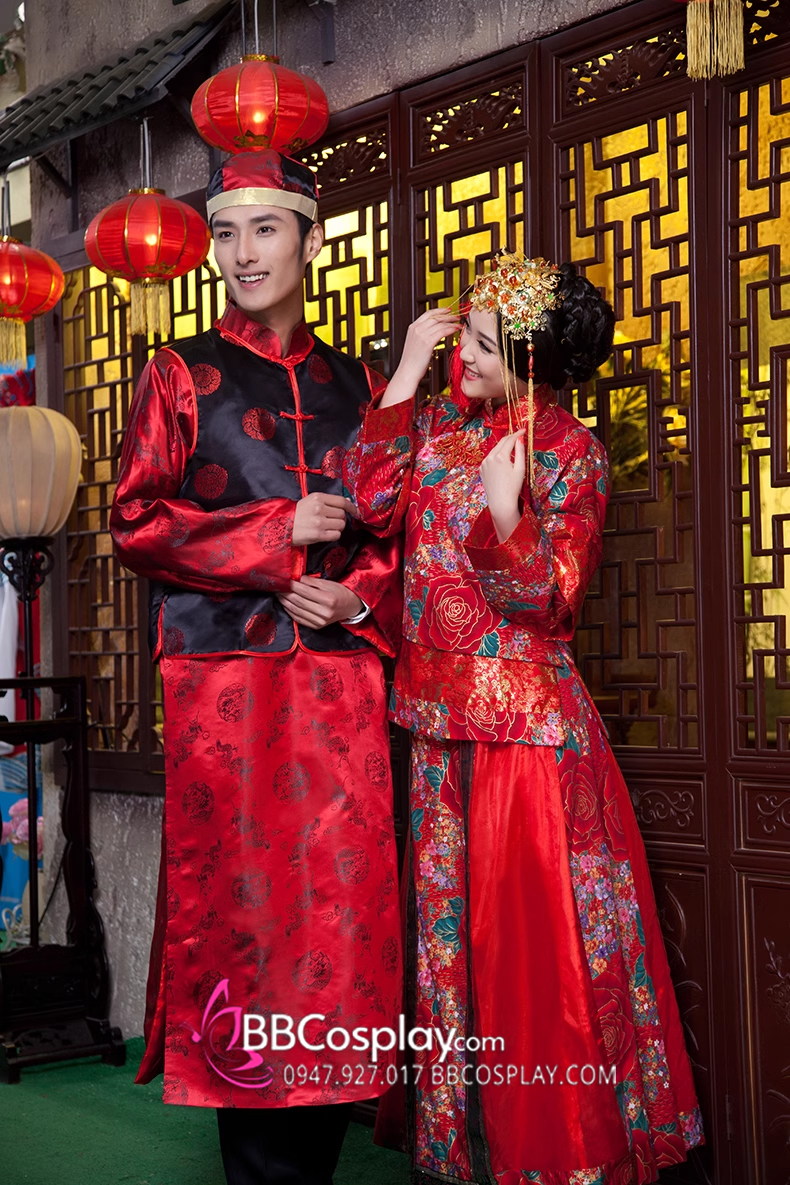 Hỉ Phục Cưới Trung Hoa Sườn Xám Nam