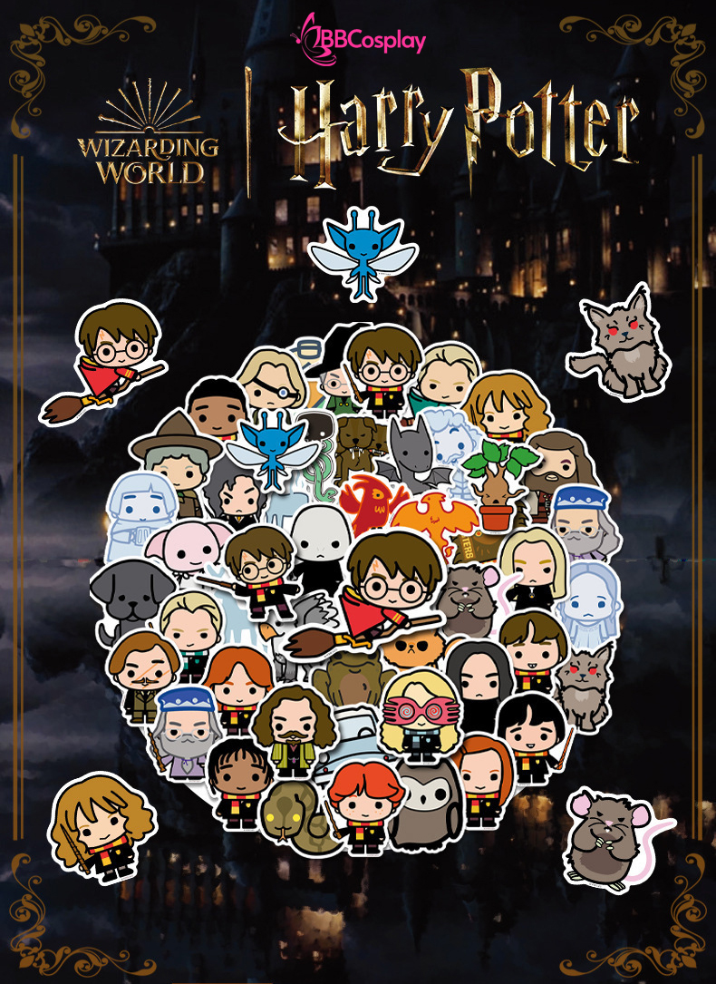 Hình Dán Harry Potter Dễ Thương - Set 10 Tấm Lộn Xộn