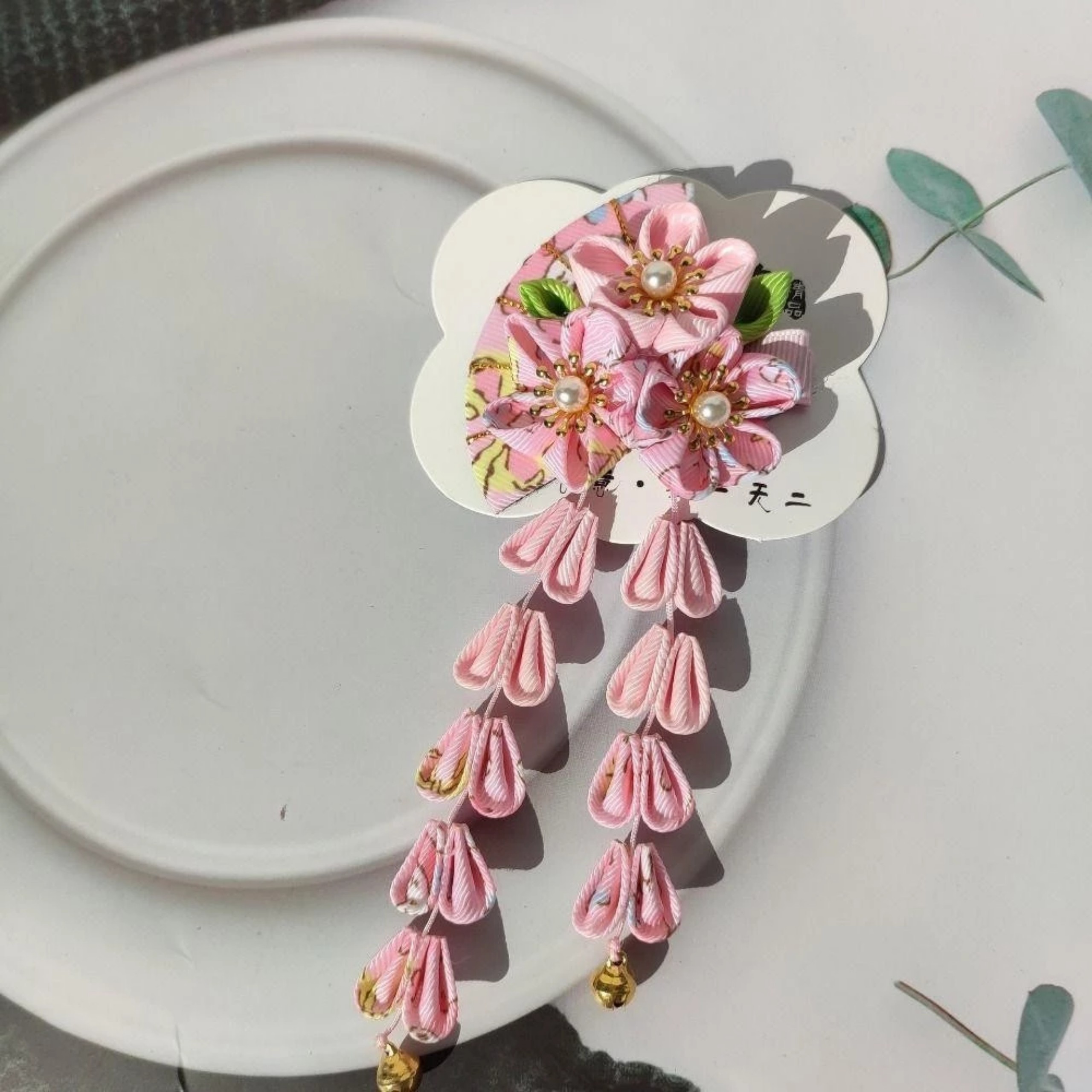 Kanzashi Phụ Kiện Cài Nhật Bản Nhiều Màu - Hồng Rẻ Quạt