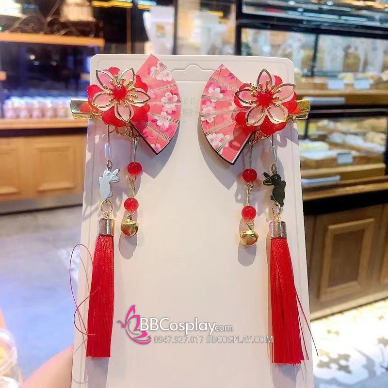 Kẹp Tóc Hoa Quạt Đỏ