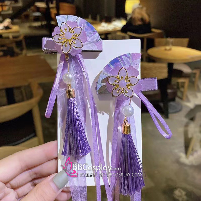 Kẹp Tóc Hoa Quạt Tím
