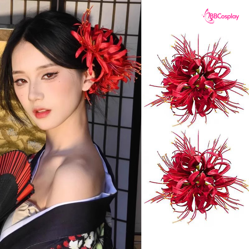 Kẹp Tóc Hoa Bỉ Ngạn Đỏ - Kẹp Tóc Chụp Ảnh