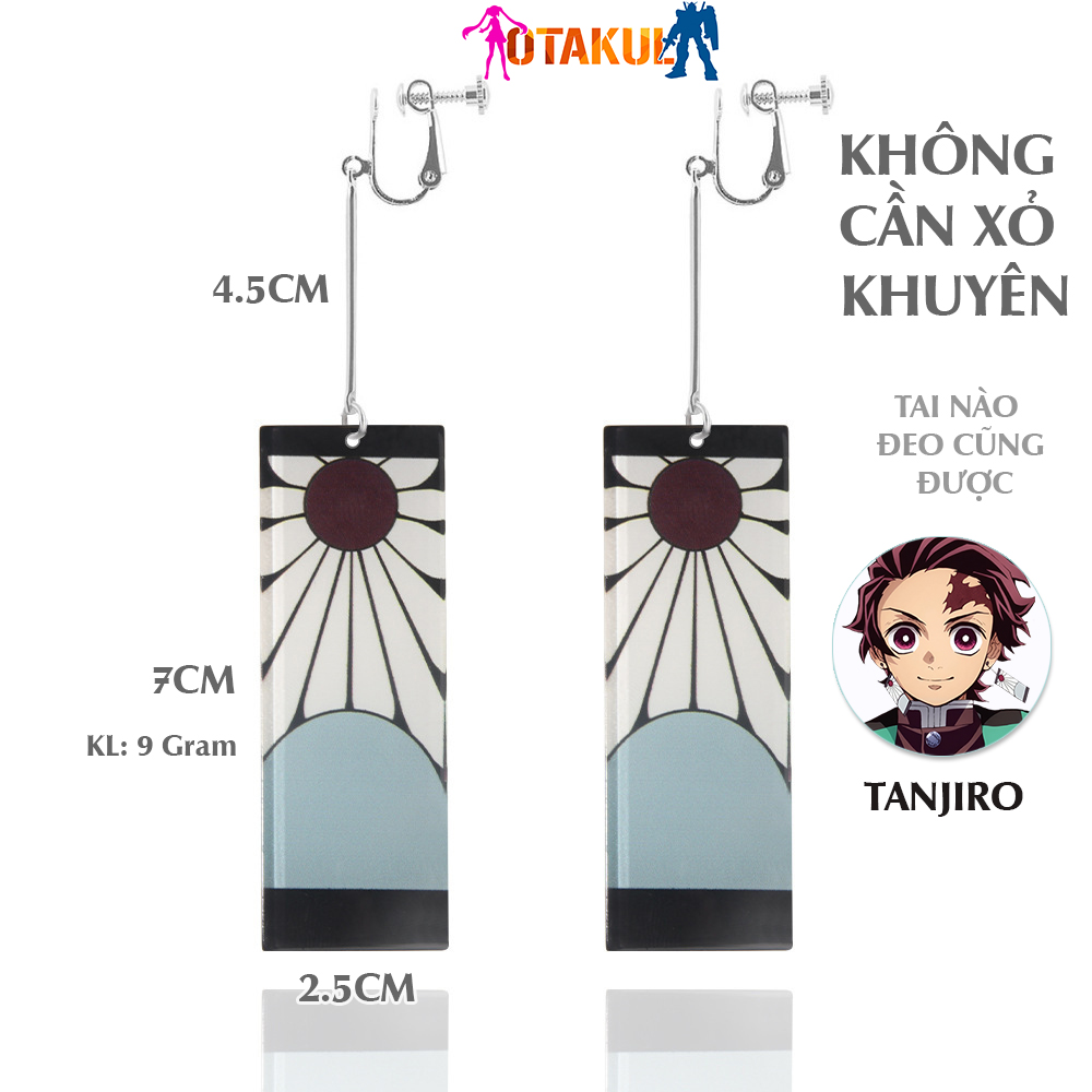 Bông Tai Tanjiro Kẹp Vành Chuẩn Trong Anime - Không Cần Xỏ Khuyên