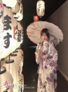 Áo Yukata Nhật Nền Trắng Hoa Tím Môn
