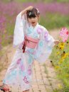 Yukata Cho Bé Gái Nền Trắng Hoa Xanh
