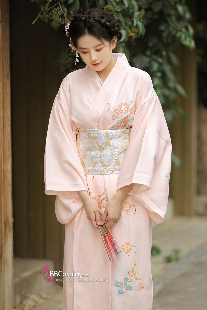 Áo Yukata Momo Ioro Tặng Kèm Thắt Lưng