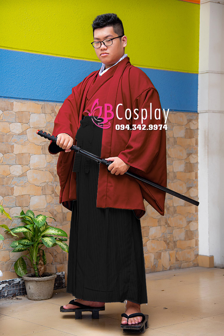 Kimono Nam Áo Đỏ Đô Váy Đen