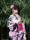 Yukata Đen Tím Hoa Hồng