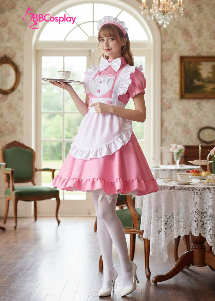 Trang Phục Maid Mẫu Mới Màu Hồng