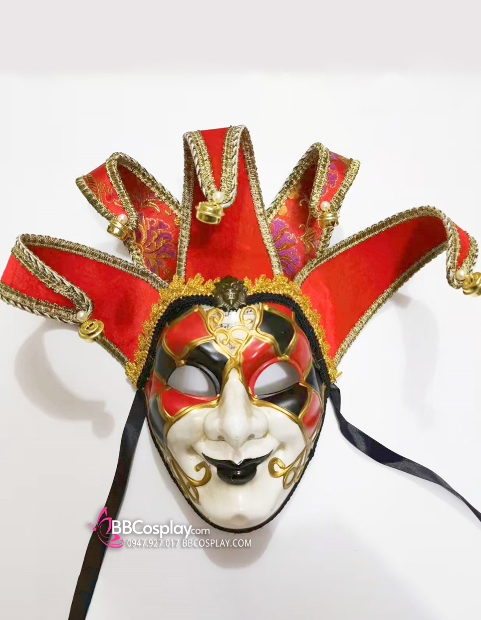 Mặt Nạ Hề Lễ Hội Venetian Đỏ Đen