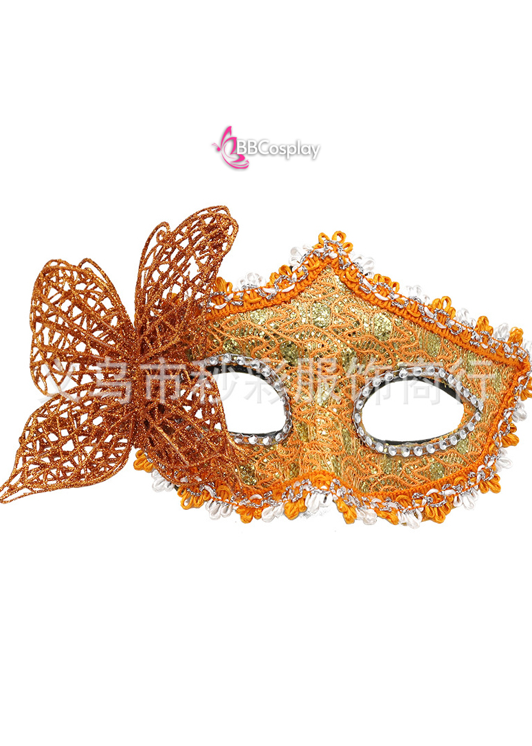 Mặt Nạ Nửa Mặt Ren Bướm Cam