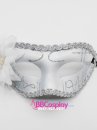 Mặt Nạ Nửa Mặt Trơn Viền Ren Có Hoa Màu Trắng Bạc