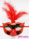 Mặt Nạ Nửa Trơn Có Lông Vũ - Màu Đỏ