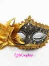 Mặt Nạ Nửa Mặt Ren Cài Hoa - Màu Đen Vàng