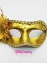 Mặt Nạ Nửa Mặt Trơn Viền Ren Có Hoa - Màu Vàng