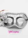 Mặt Nạ Nửa Mặt Trơn Viền Ren Có Hoa - Màu Bạc
