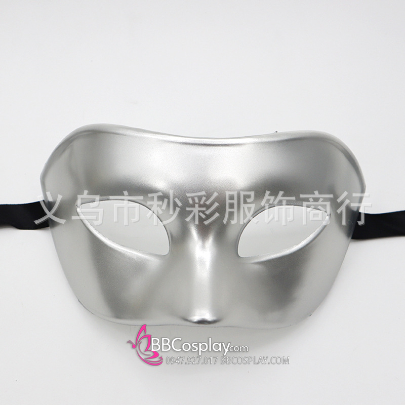 Mặt Nạ Lễ Hội Nửa Mặt Đơn Giản Không Cầu Kỳ - Màu Bạc