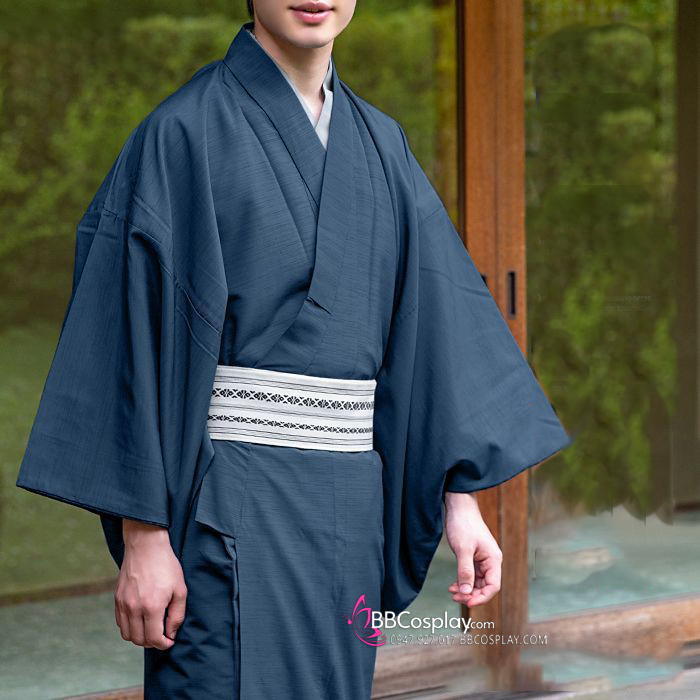 Trang Phục Nagagi Xám Xanh Kèm Haori Chuẩn Nhật