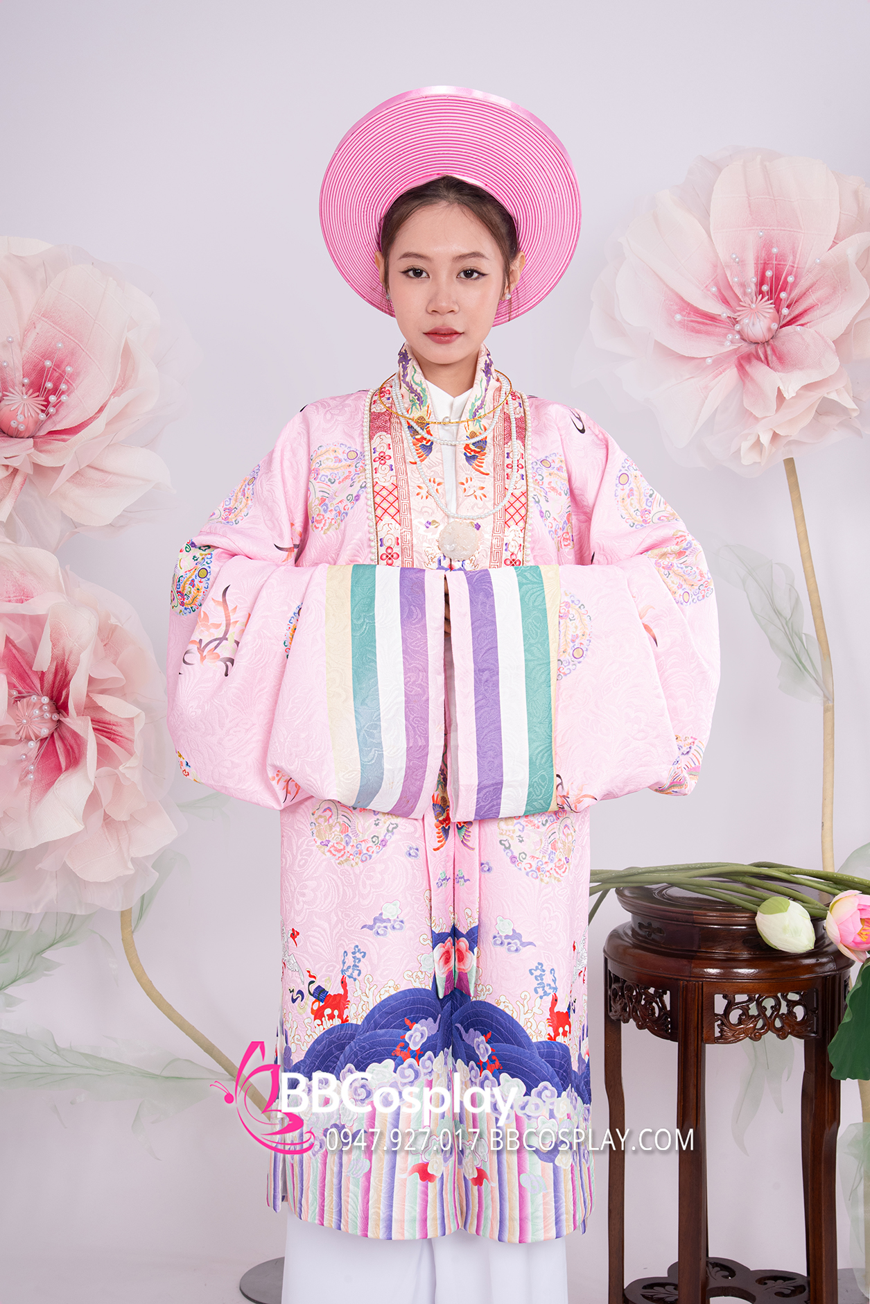 Trang Phục Nhật Bình Hồng Pastel - Vải Gấm Xốp