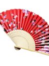 Quạt Vải Nhật Bản Hoa Màu Đỏ