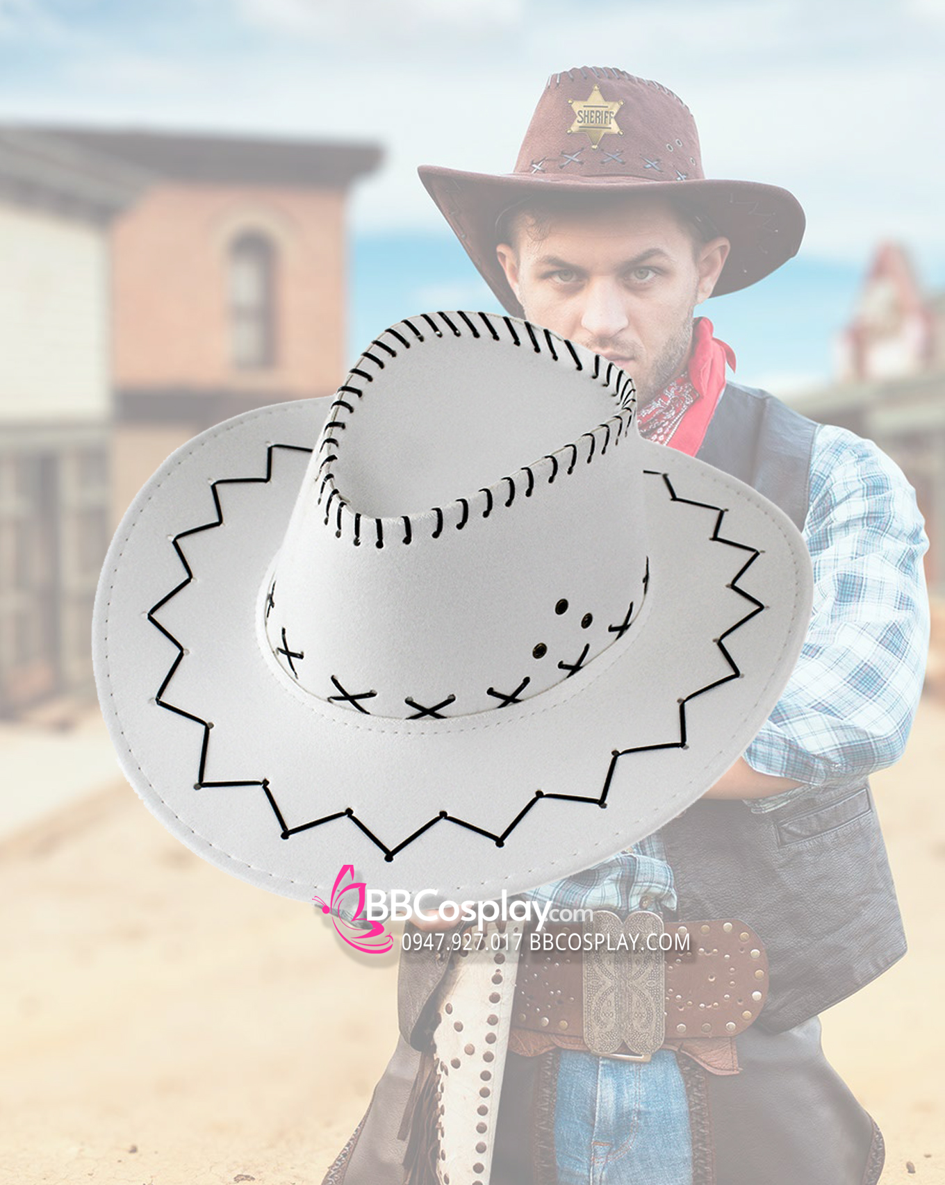 Nón Cao Bồi Màu Trắng - Cowboy