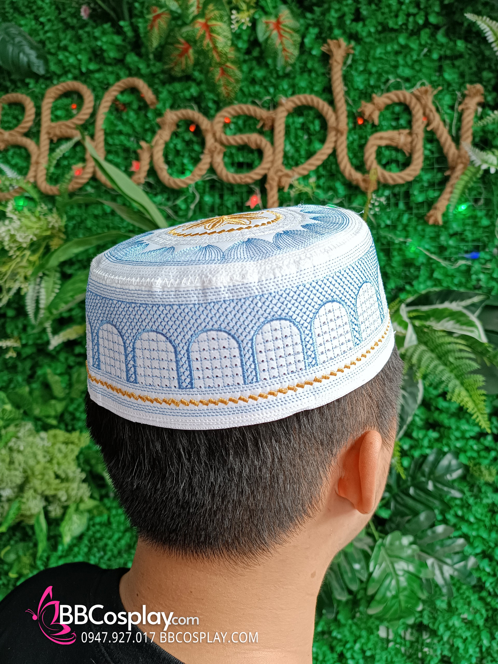 Nón Cầu Nguyện Kufi - Màu Xanh Dương