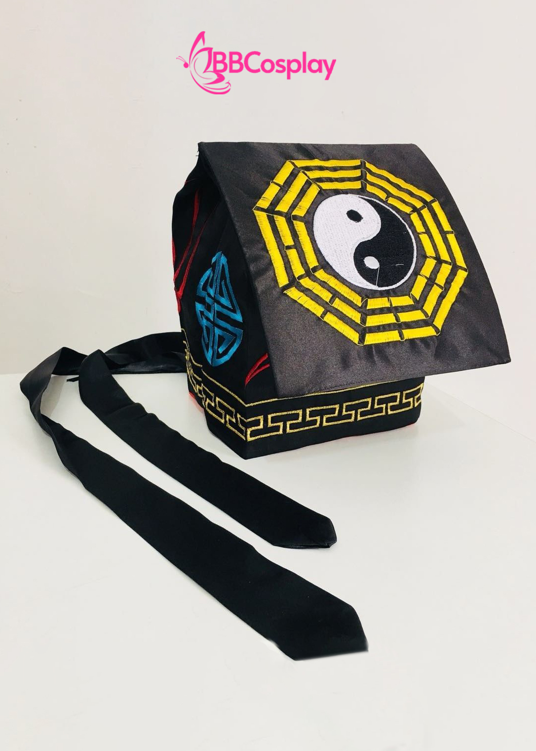 Nón Đạo Sĩ Hình Bát Quái Thêu - Màu Đen