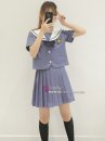 Đồ Nữ Sinh Xanh Xám Tay Ngắn
