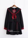 Trang Phục Nữ Sinh Đen Tay Dài Viền Đỏ Phù Thủy