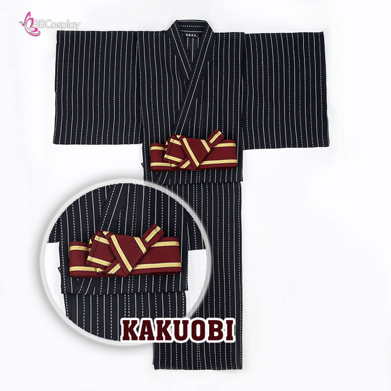 Đai Lưng Kimono Nam Đỏ Sọc Vàng- Kakuobi