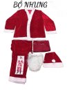 Trang Phục Ông Già Noel Vải Nhung Viền Lông 7Cm - Combo 6 Món - Không Kèm Găng Tay