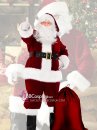 Trang Phục Santa Claus Vải Nhung Đỏ Viền Lông Dài 10Cm - HÀNG MAY - Đỏ Đậm