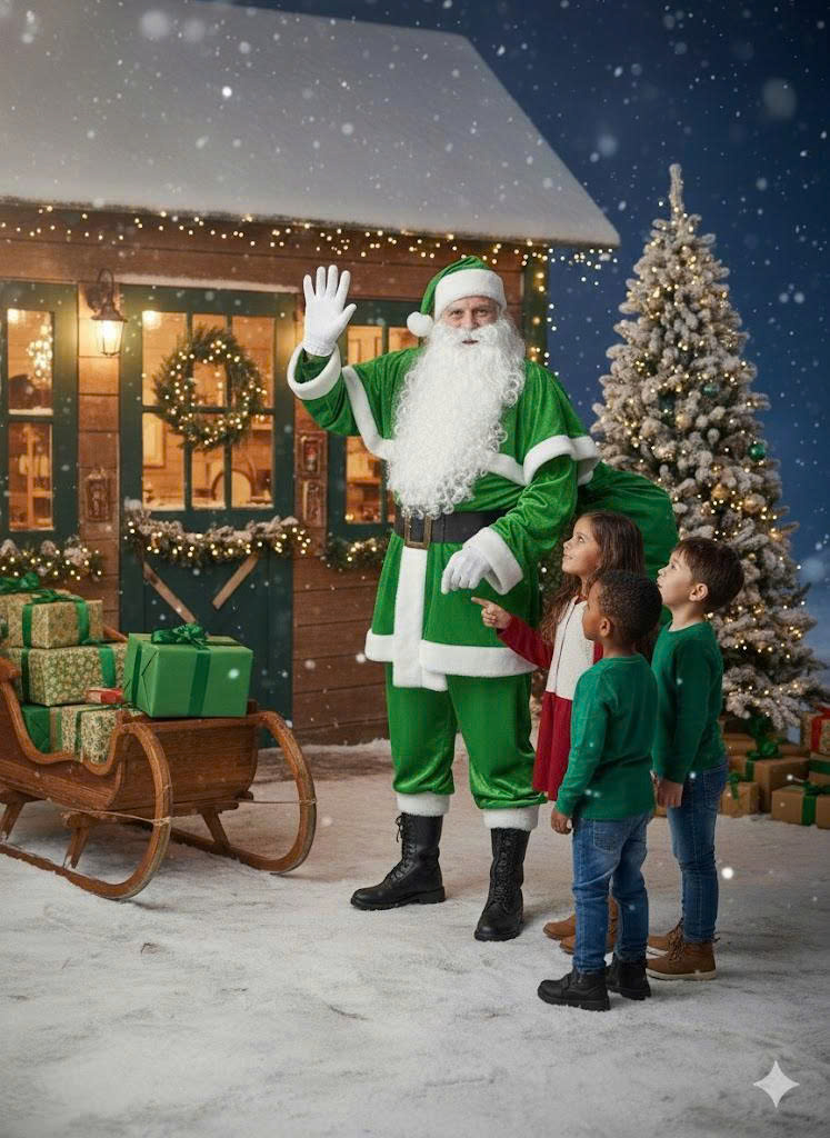 Bộ Ông Già Noel Xanh Lá Siêu Cấp Có Áo Choàng