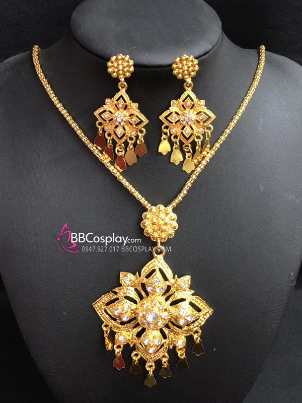 Phụ Kiện Thái Lan - Mẫu Hoa Vàng 4 Cánh Ngọc Trắng