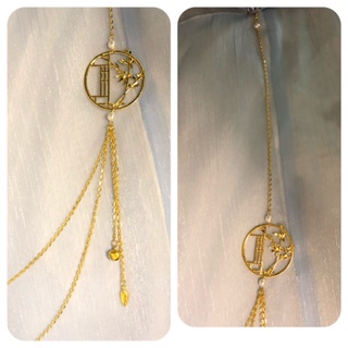 Phụ Kiện Việt Phục - Dây Chuyền Treo Áo Tà Xích - Tròn Trúc Vàng