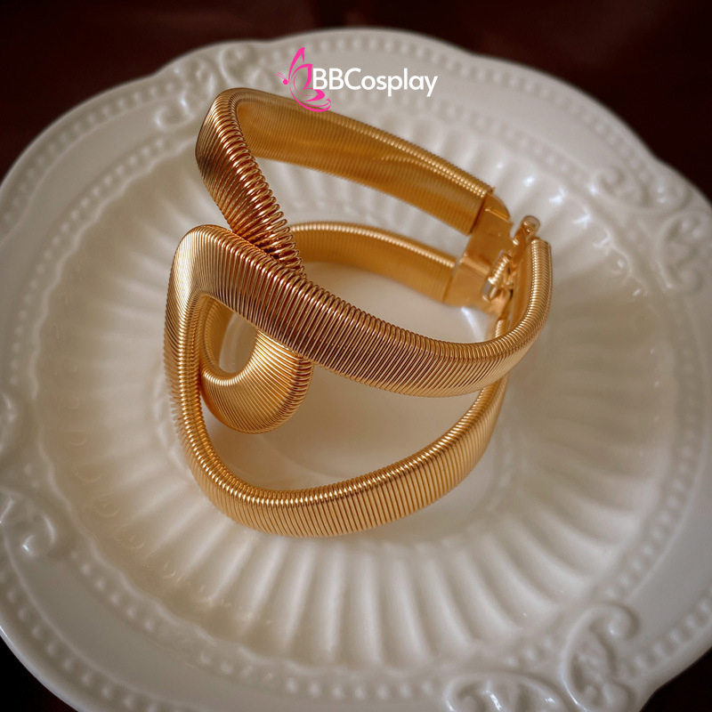 Phụ Kiện Hy Lạp - Ai Cập - Vòng Tay Vàng Chờ Neo Uốn Lượn