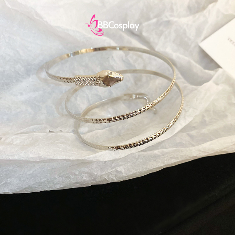 Phụ Kiện Hy Lạp - Ai Cập - Vòng Tay Rắn Ôm Sát Tay Loại Mảnh - Màu Bạc