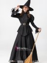 Trang Phục Phù Thủy Đen Tay Phồng Viền Ren
