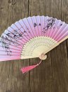 Uchiwa Quạt Vải Nhật Bản Hồng Nhánh Đào Và Bướm Lượn